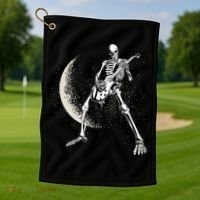 Rock And Roll Skeleton Moon Guitar Golf Towel thumb 1