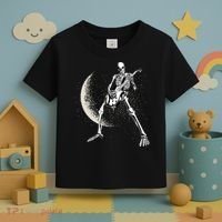 Rock And Roll Skeleton Moon Guitar Toddler T-Shirt thumb 3