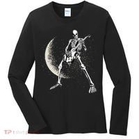 Rock And Roll Skeleton Moon Guitar Women's Long Sleeve Shirt thumb 0