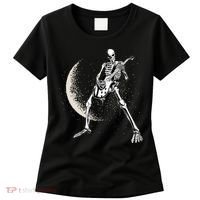 Rock And Roll Skeleton Moon Guitar Women's T-Shirt thumb 0