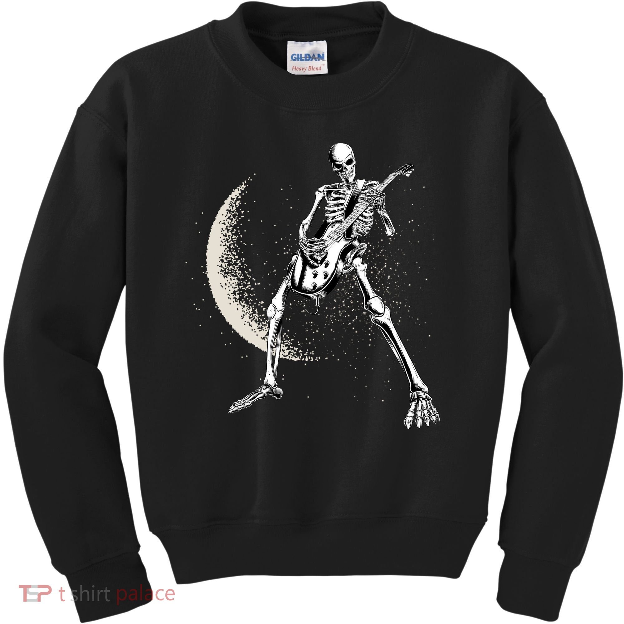 Rock And Roll Skeleton Moon Guitar Kids Sweatshirt