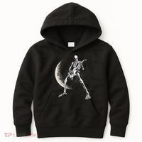 Rock And Roll Skeleton Moon Guitar Kids Hoodie thumb 0
