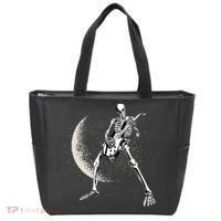 Rock And Roll Skeleton Moon Guitar Tote Bag thumb 0