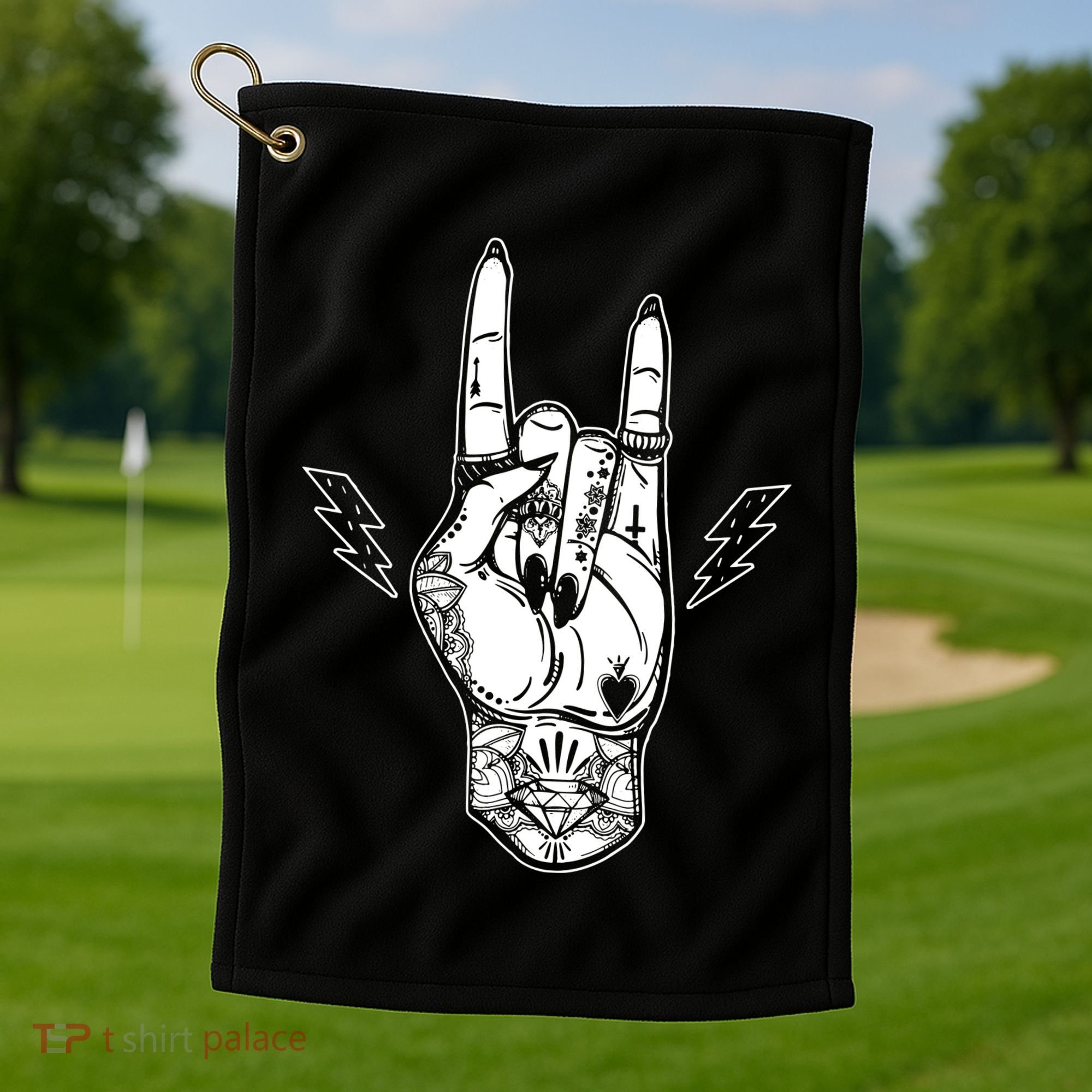 Rock And Roll Festival Art Tattoo Golf Towel