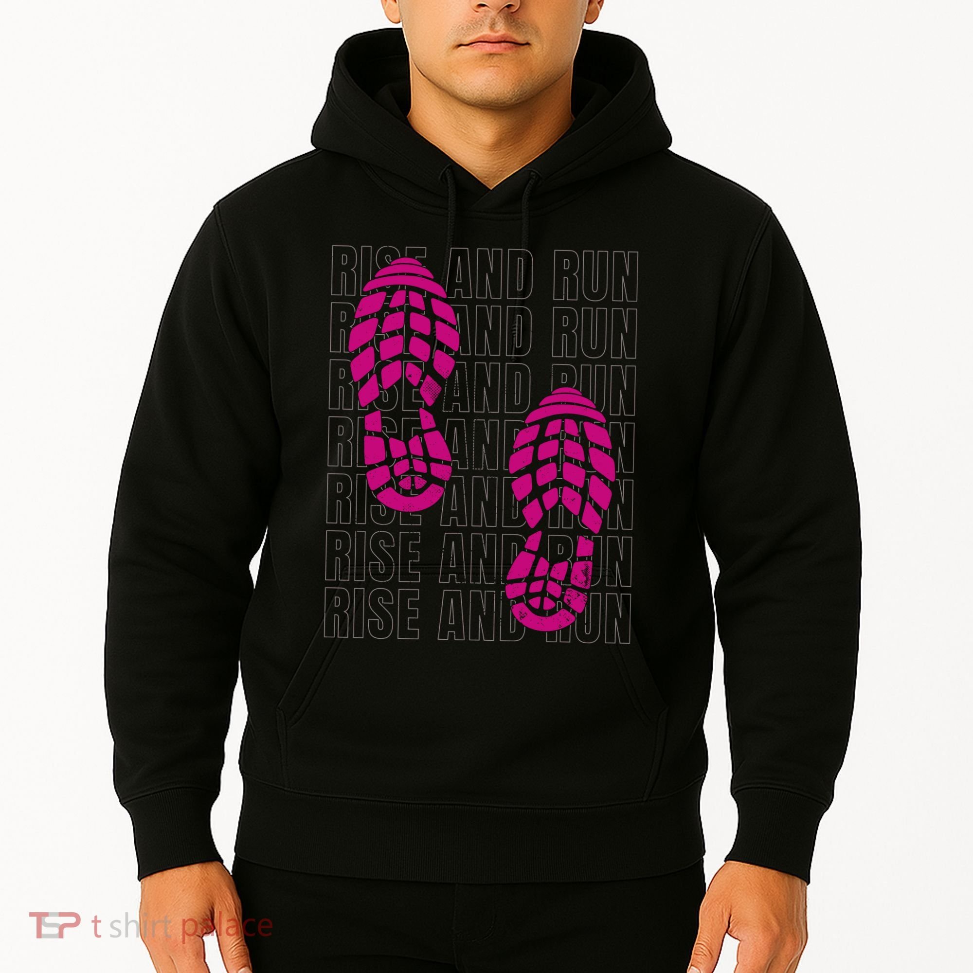 Rise And Run Pink Print Hoodie