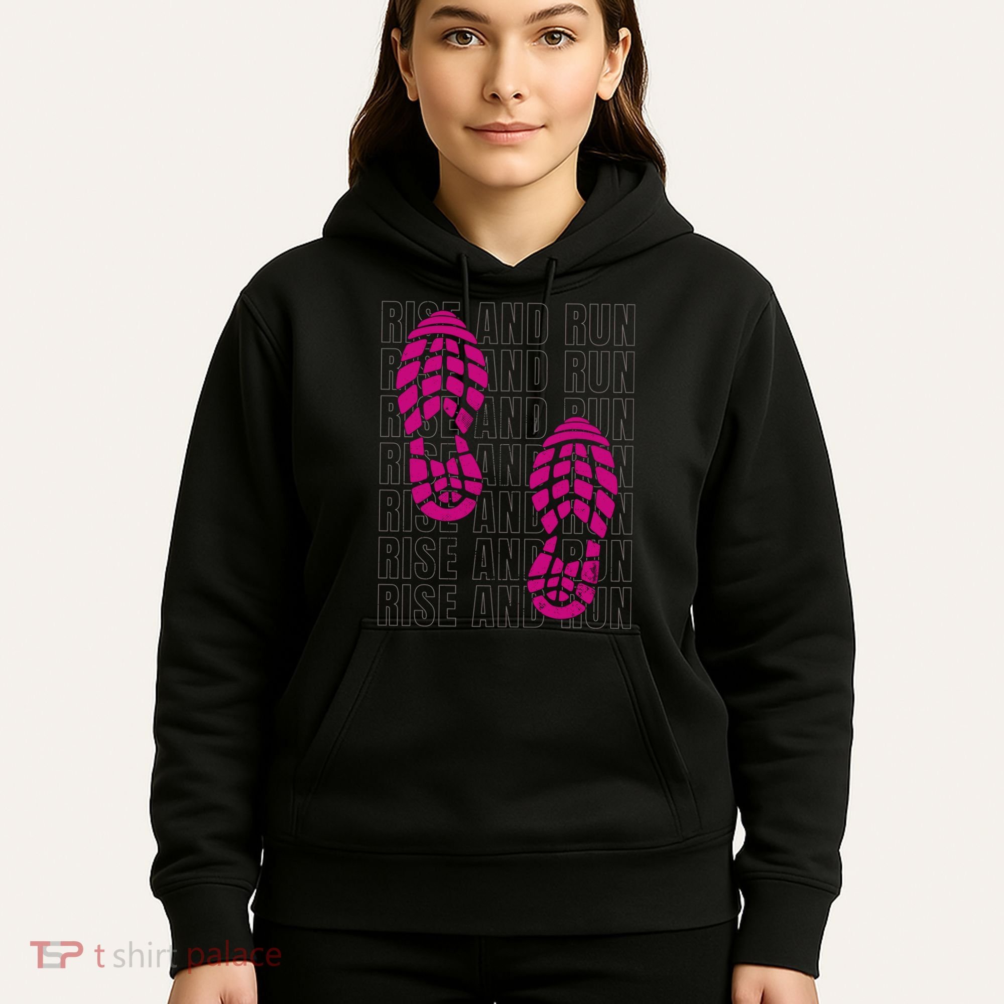 Rise And Run Pink Print Hoodie