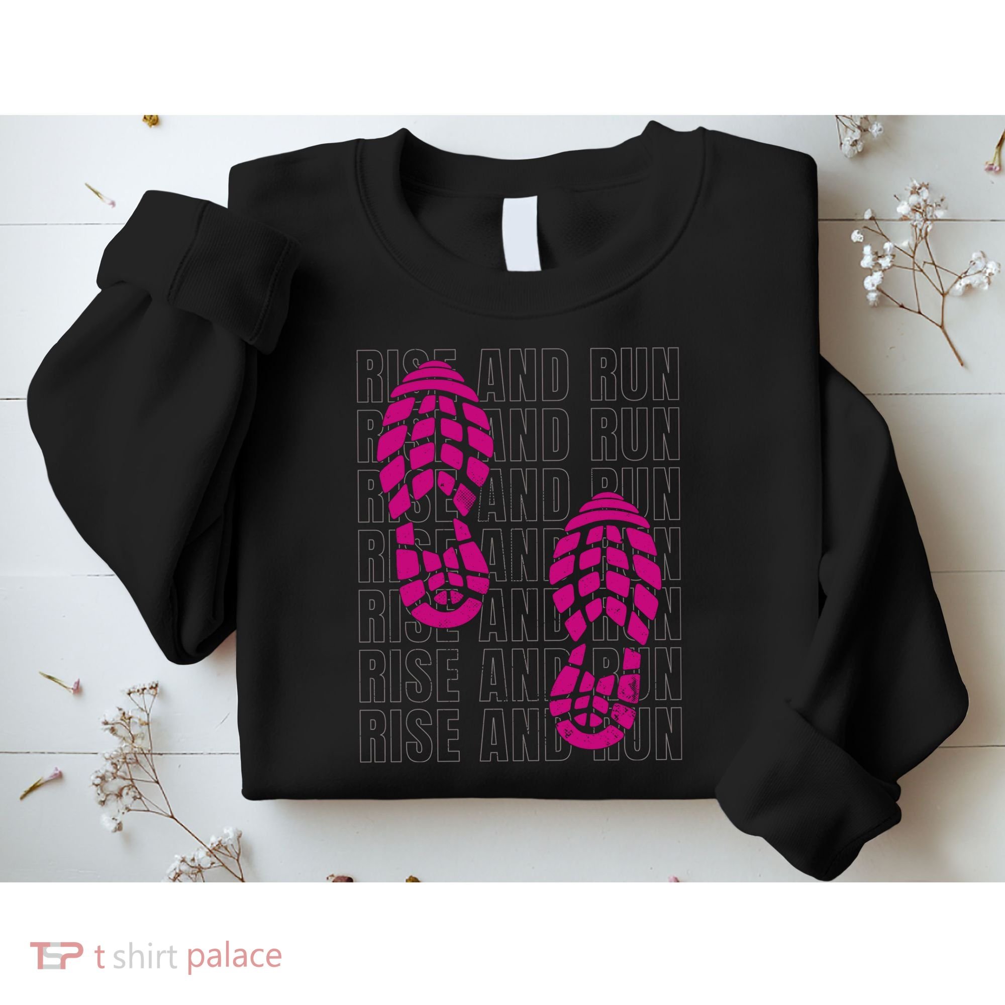 Rise And Run Pink Print Sweatshirt
