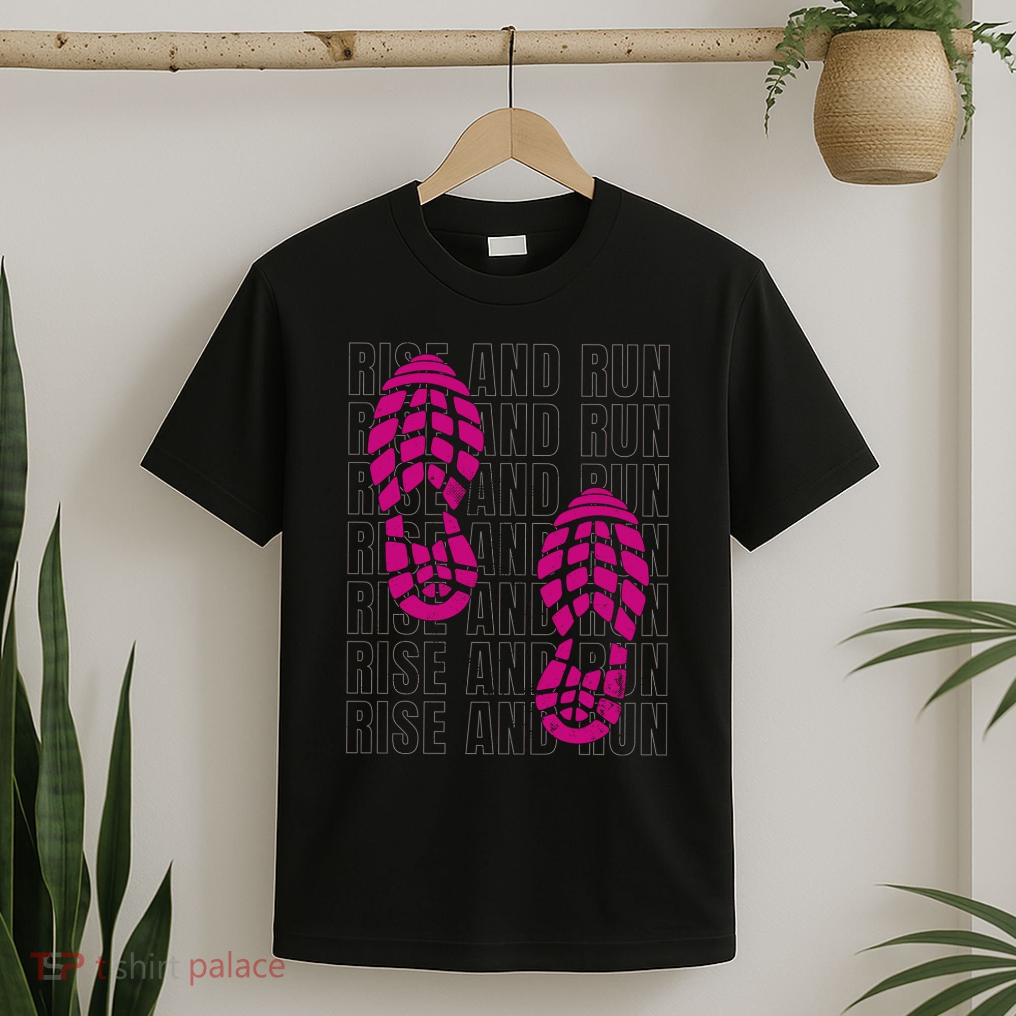 Rise And Run Pink Print T-Shirt