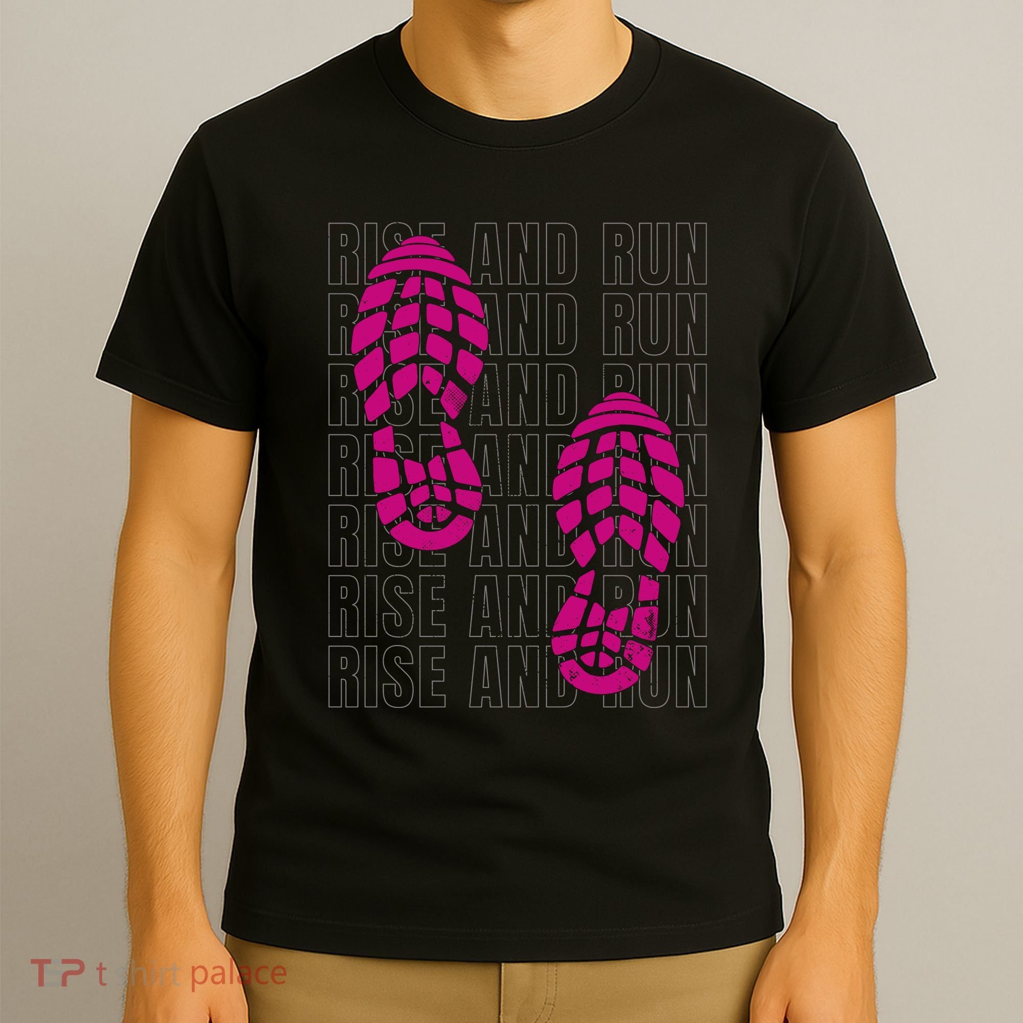 Rise And Run Pink Print T-Shirt