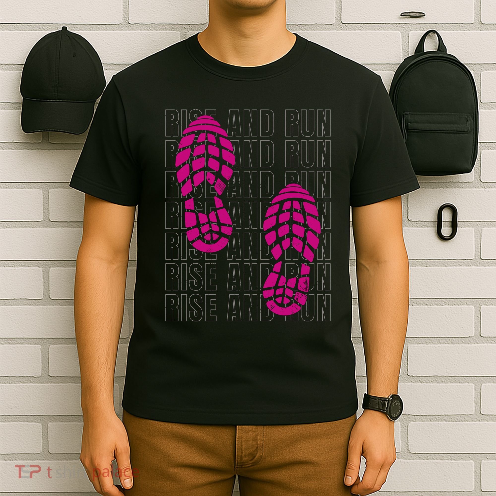 Rise And Run Pink Print T-Shirt