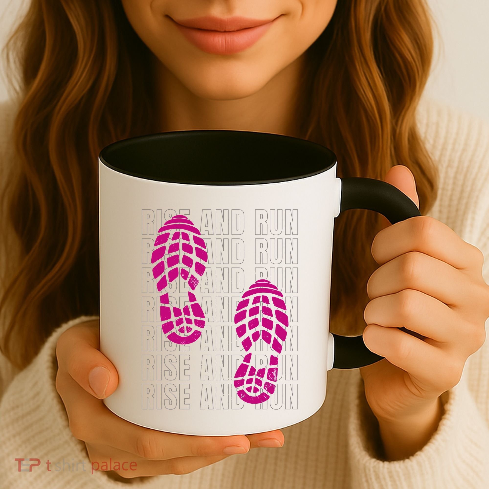 Rise And Run Pink Print Coffee Mug