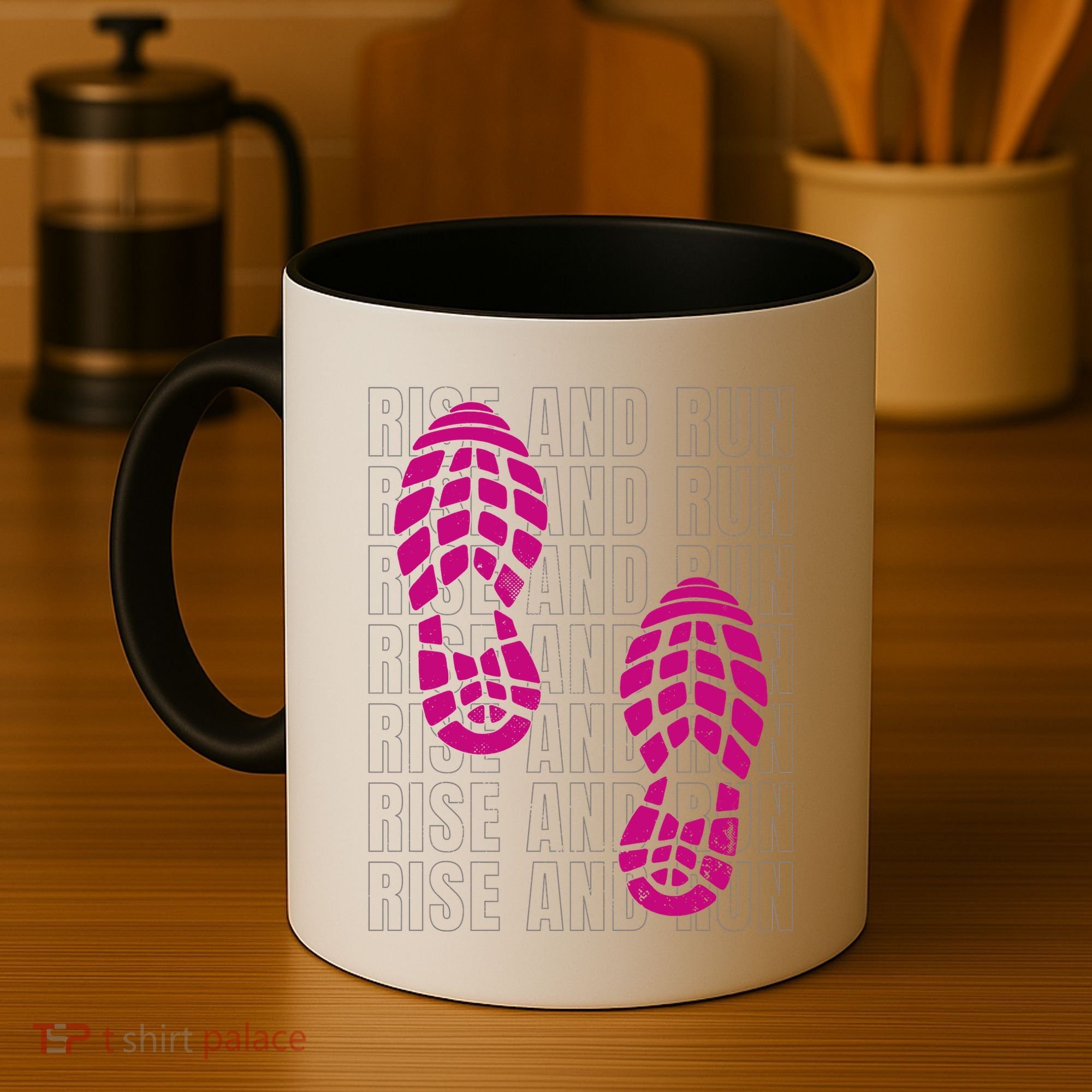 Rise And Run Pink Print Coffee Mug