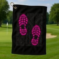 Rise And Run Pink Print Golf Towel thumb 1