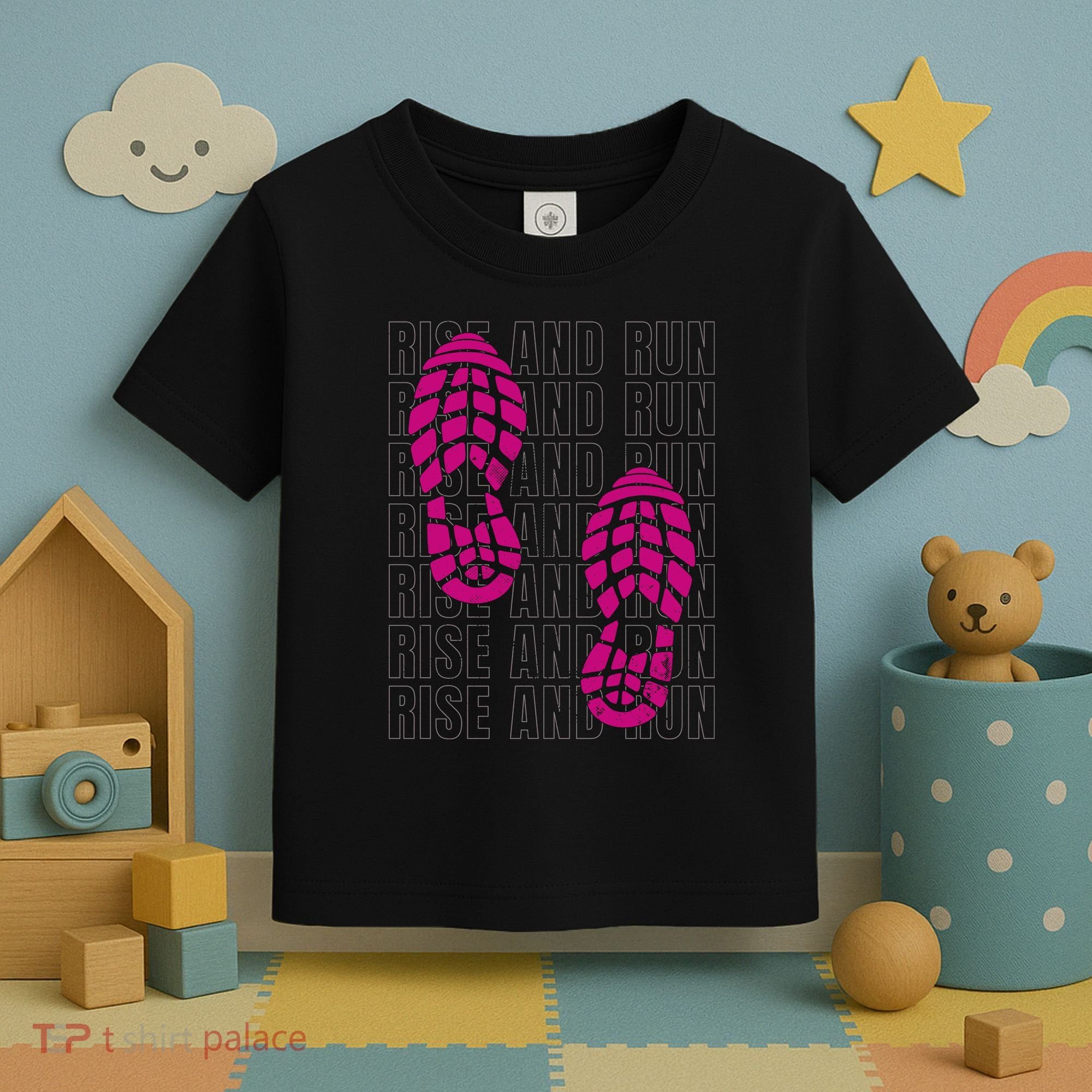 Rise And Run Pink Print Toddler T-Shirt