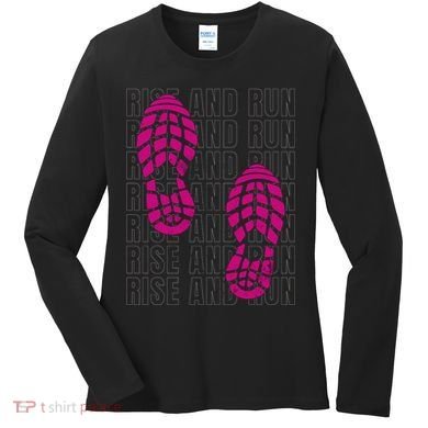 Rise And Run Pink Print Women's Long Sleeve Shirt