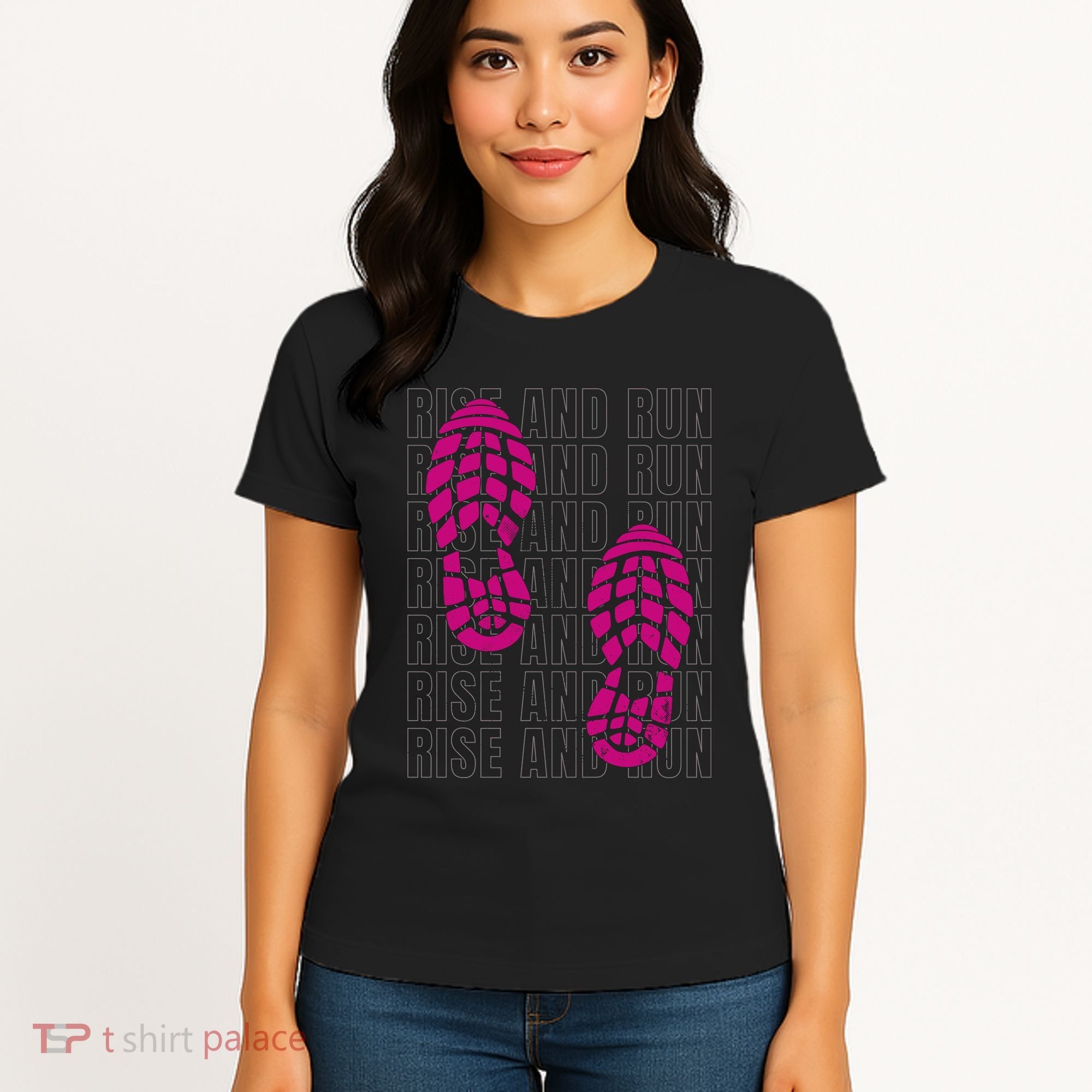 Rise And Run Pink Print Women's T-Shirt