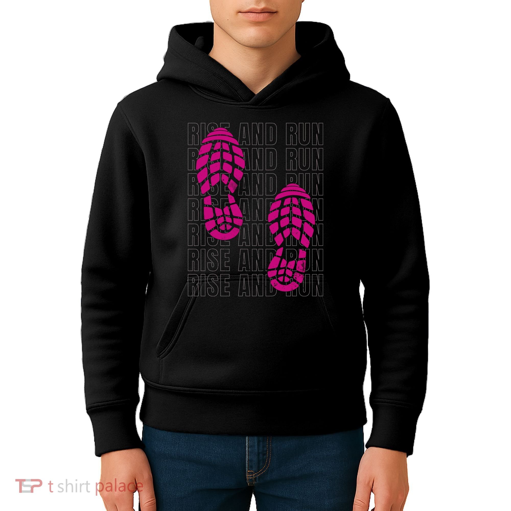 Rise And Run Pink Print Kids Hoodie