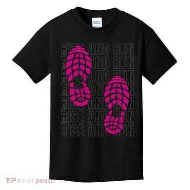 Rise And Run Pink Print Kids T-Shirt