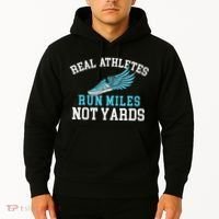 Real Athletes Run Miles Not Yards Running Marathon Runner Hoodie thumb 2