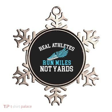 Real Athletes Run Miles Not Yards Running Marathon Runner Ornament