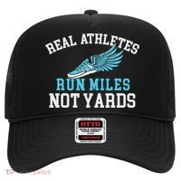 Real Athletes Run Miles Not Yards Running Marathon Runner Hat thumb 0
