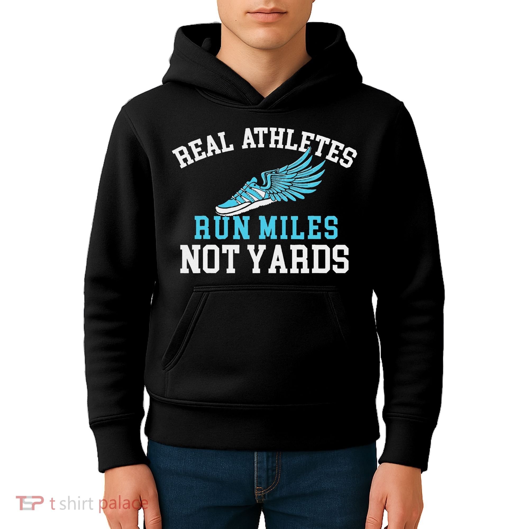 Real Athletes Run Miles Not Yards Running Marathon Runner Kids Hoodie