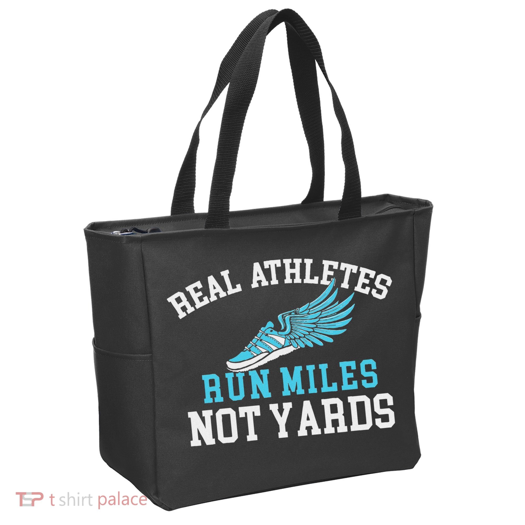 Real Athletes Run Miles Not Yards Running Marathon Runner Tote Bag