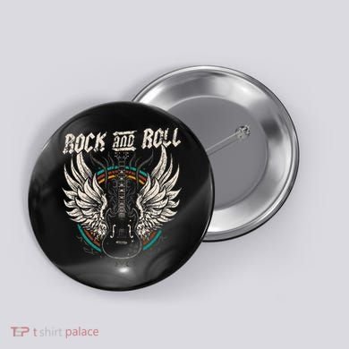 Rock And Roll Guitar Vintage Rock Music Button