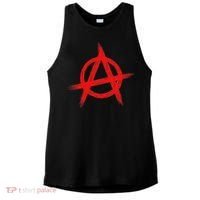 Red Anarchist Symbol Distressed Political Anarchy Rock Star Ladies PosiCharge Tri-Blend Wicking Tank thumb 0
