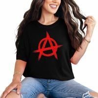 Red Anarchist Symbol Distressed Political Anarchy Rock Star Comfort Colors T-Shirt thumb 0