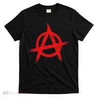 Red Anarchist Symbol Distressed Political Anarchy Rock Star T-Shirt thumb 0