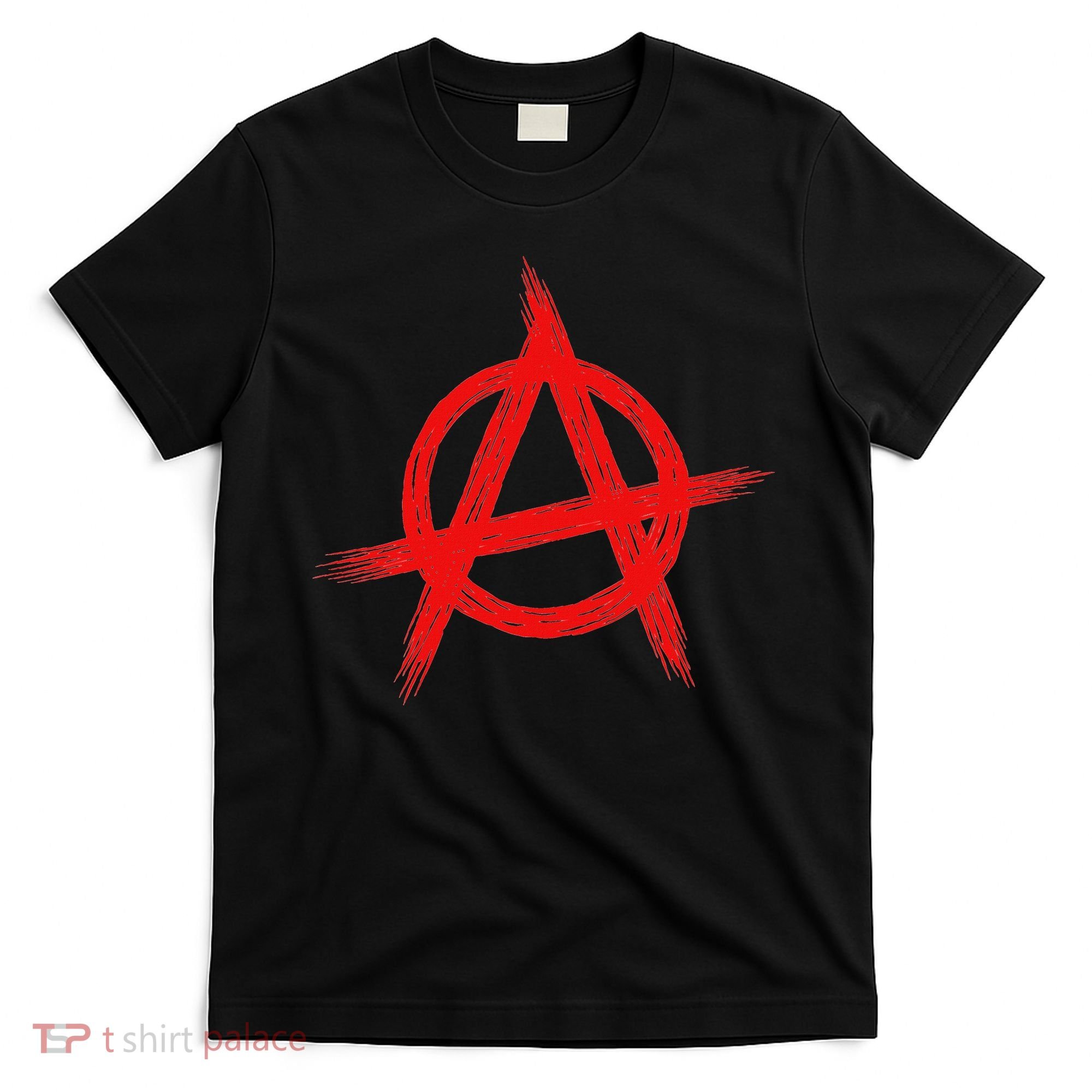 Red Anarchist Symbol Distressed Political Anarchy Rock Star T-Shirt