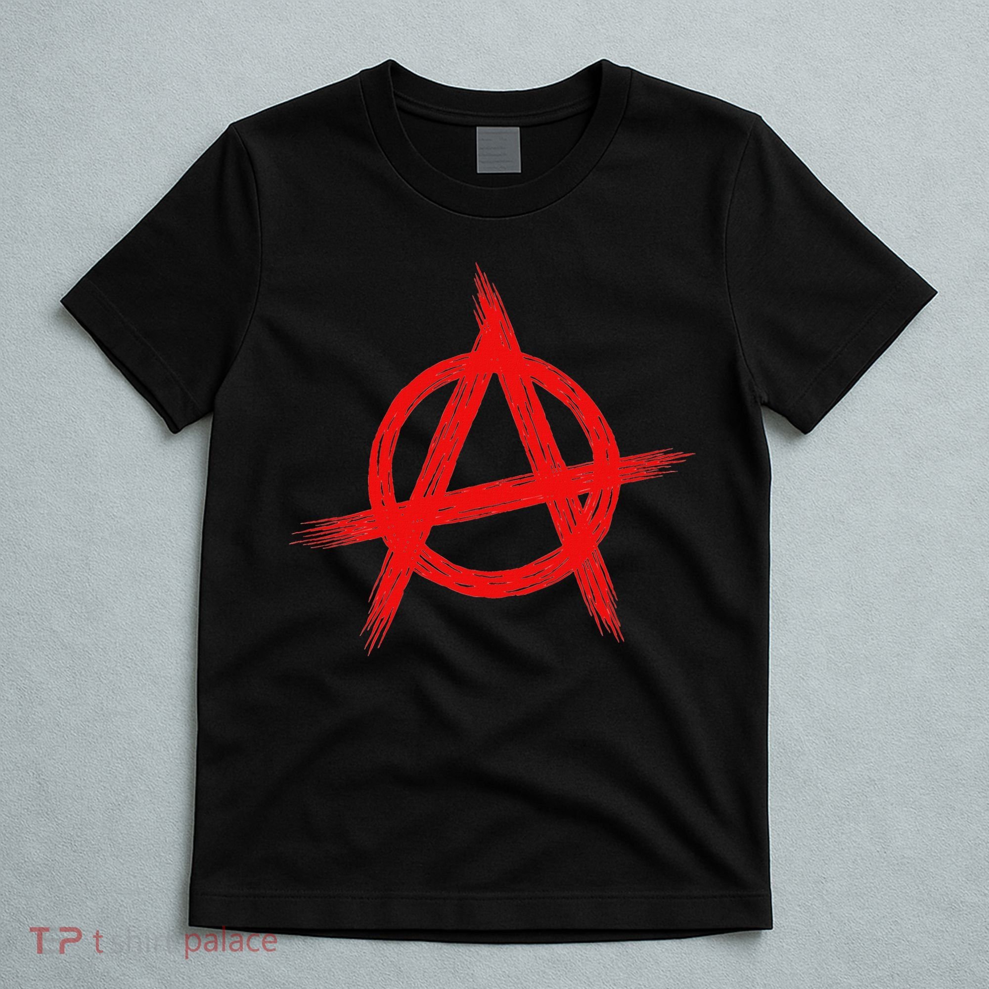 Red Anarchist Symbol Distressed Political Anarchy Rock Star T-Shirt