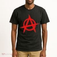 Red Anarchist Symbol Distressed Political Anarchy Rock Star Tall T-Shirt thumb 2
