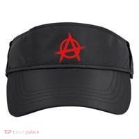Red Anarchist Symbol Distressed Political Anarchy Rock Star Adult Drive Performance Visor thumb 0