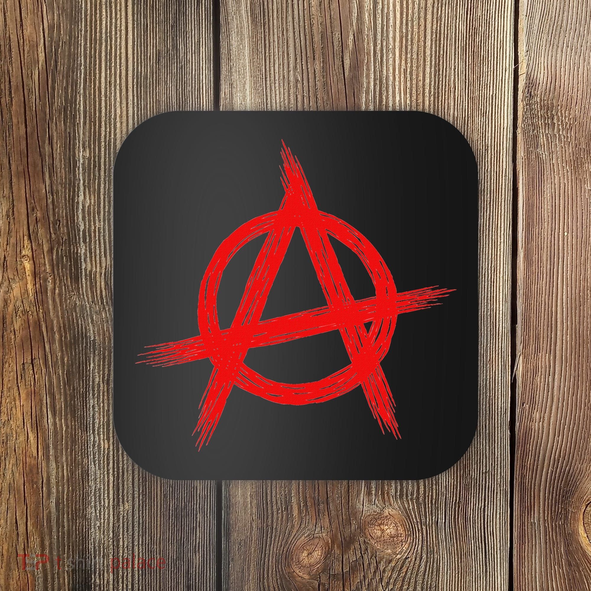Red Anarchist Symbol Distressed Political Anarchy Rock Star Coaster