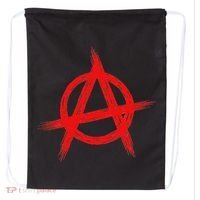 Red Anarchist Symbol Distressed Political Anarchy Rock Star Drawstring Bag thumb 0