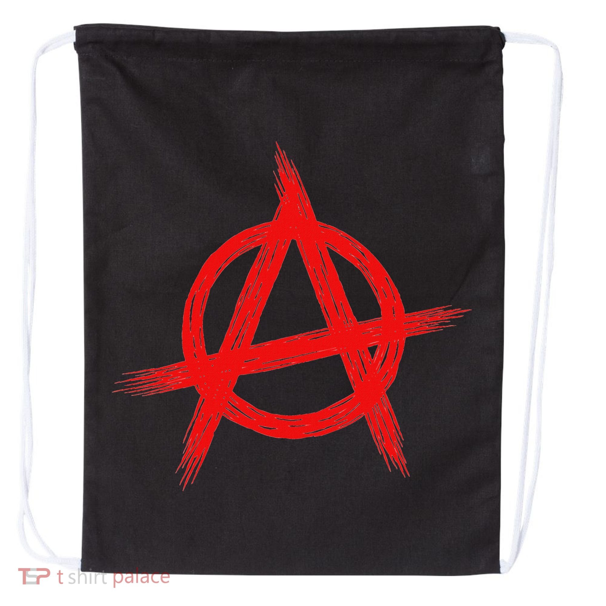 Red Anarchist Symbol Distressed Political Anarchy Rock Star Drawstring Bag