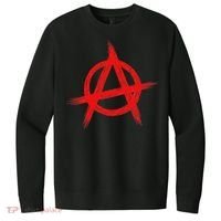 Red Anarchist Symbol Distressed Political Anarchy Rock Star V.I.T. Fleece Crew Sweatshirt thumb 0