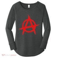 Red Anarchist Symbol Distressed Political Anarchy Rock Star Women's Perfect Tri Tunic Long Sleeve Shirt thumb 0