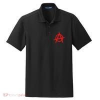 Red Anarchist Symbol Distressed Political Anarchy Rock Star Dry Zone Grid Polo thumb 0