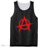 Red Anarchist Symbol Distressed Political Anarchy Rock Star Mesh Reversible Basketball Jersey Tank thumb 0