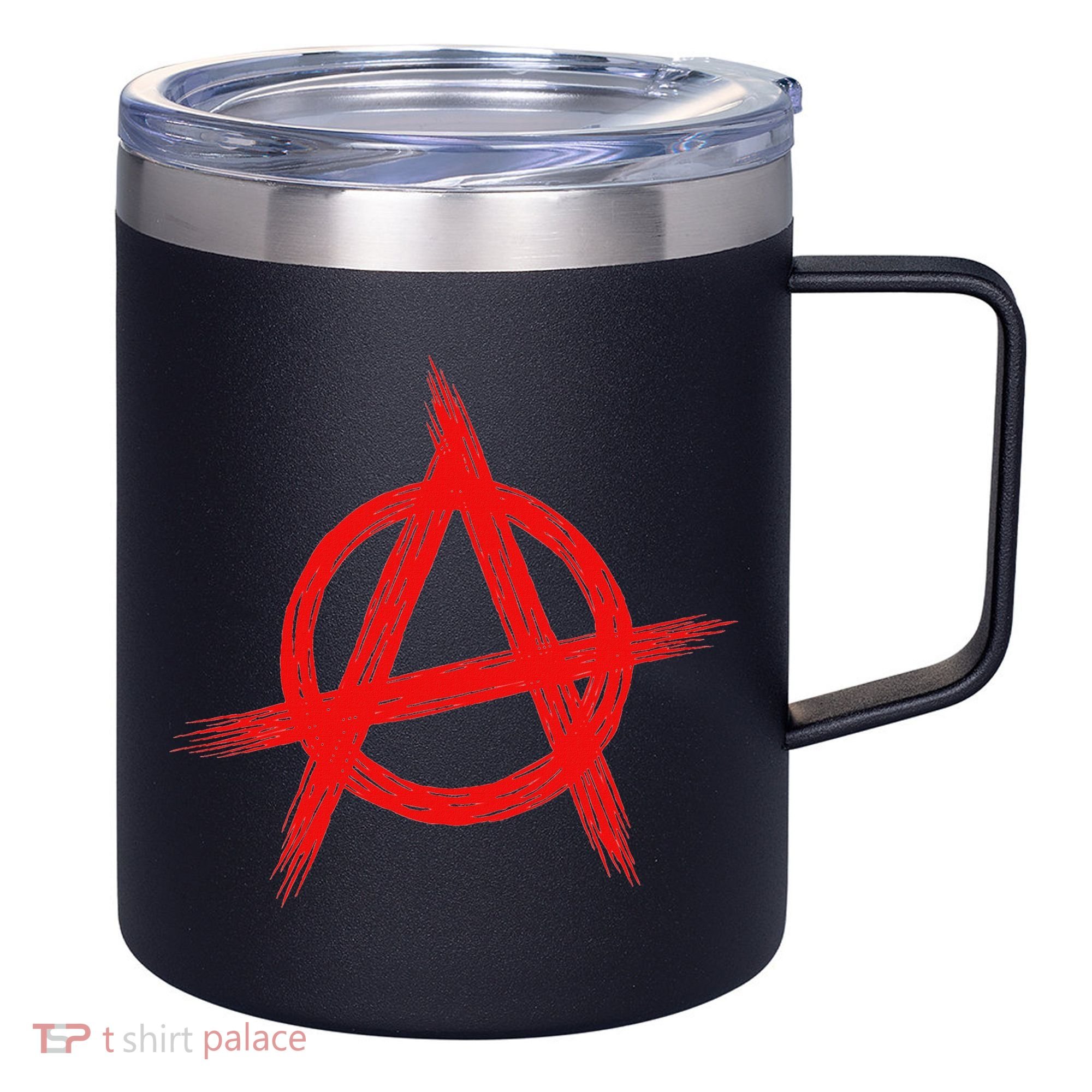 Red Anarchist Symbol Distressed Political Anarchy Rock Star 12oz Stainless Steel Coffee Mug