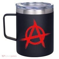 Red Anarchist Symbol Distressed Political Anarchy Rock Star 12oz Stainless Steel Coffee Mug thumb 2