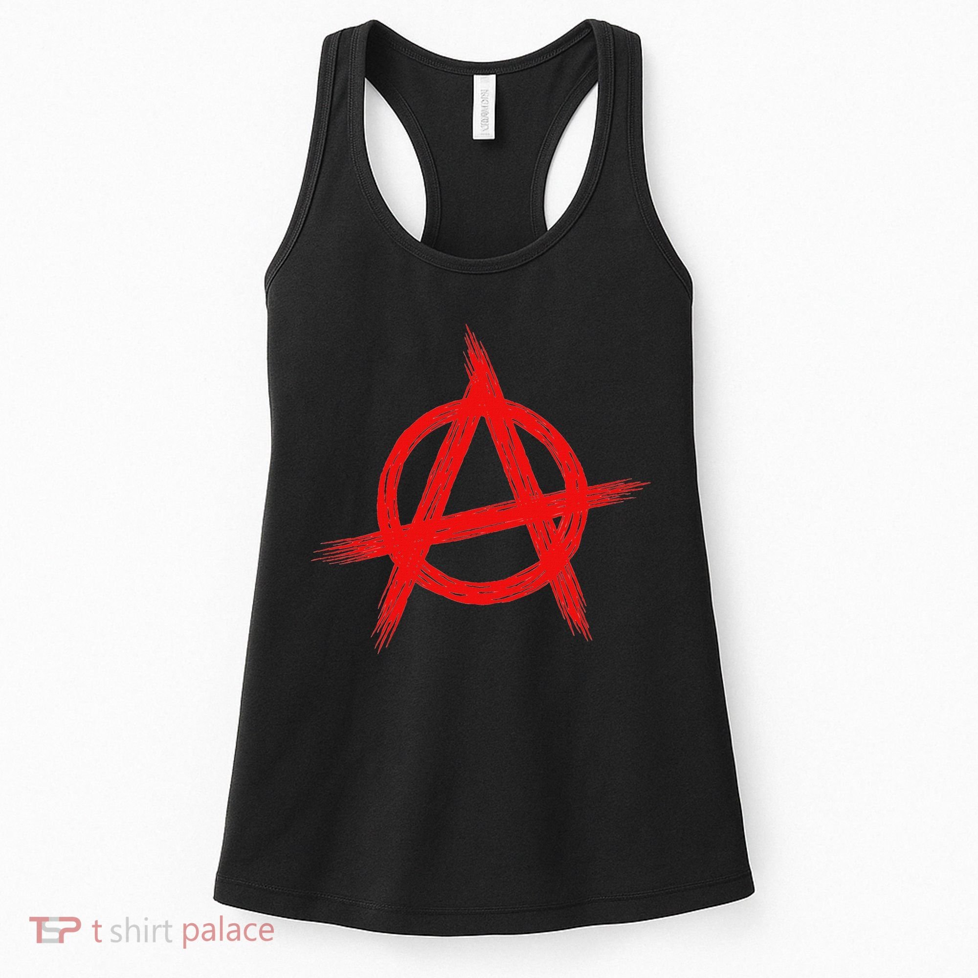 Red Anarchist Symbol Distressed Political Anarchy Rock Star Women's Tank Top