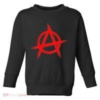 Red Anarchist Symbol Distressed Political Anarchy Rock Star Toddler Sweatshirt thumb 0