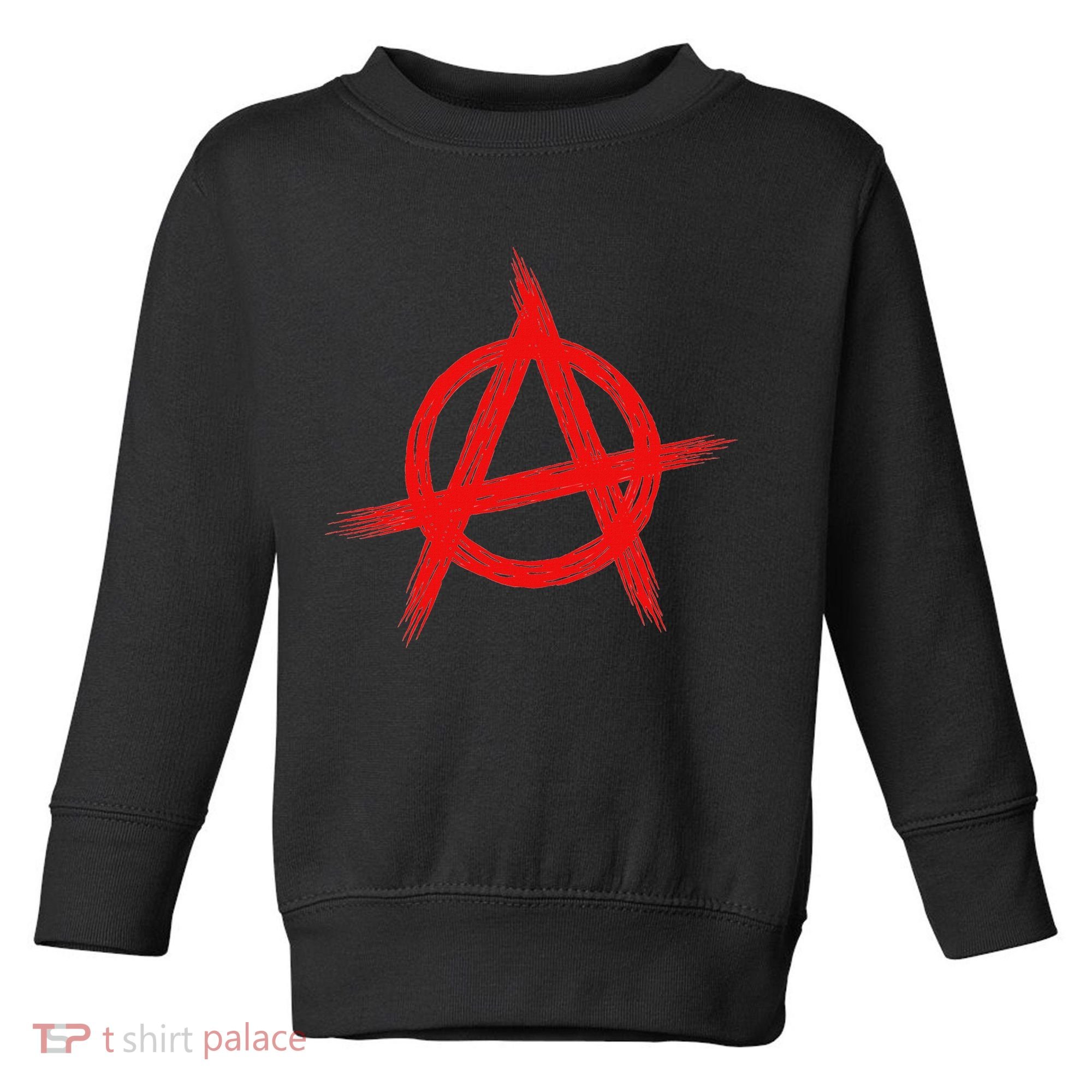 Red Anarchist Symbol Distressed Political Anarchy Rock Star Toddler Sweatshirt