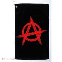 Red Anarchist Symbol Distressed Political Anarchy Rock Star Golf Towel thumb 0