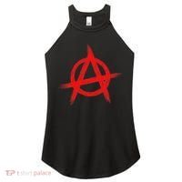 Red Anarchist Symbol Distressed Political Anarchy Rock Star Women's Perfect Tri Rocker Tank thumb 0