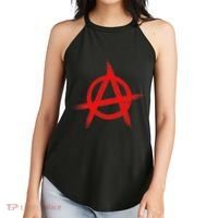Red Anarchist Symbol Distressed Political Anarchy Rock Star Women's Perfect Tri Rocker Tank thumb 2